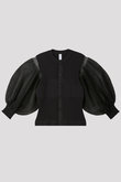 FLUTED LUCENT PUFF SLEEVE CARDIGAN