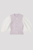 FLUTED LUCENT PUFF SLEEVE CARDIGAN
