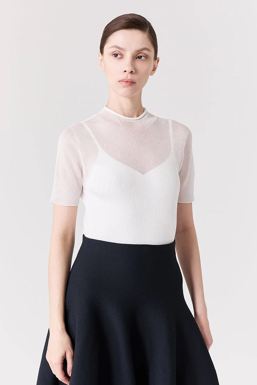 CFCL(シーエフシーエル)｜PORTRAIT LUCENT SHORT SLEEVE TOP/WHITE の