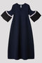 POTTERY SHORT BELL SLEEVE FLARE DRESS シーエフシーエル/CFCL NAVY MULTI