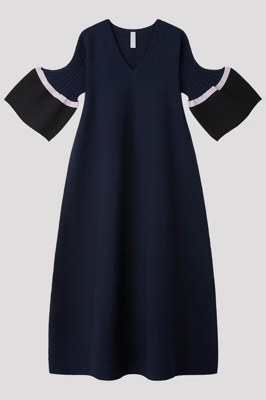 シーエフシーエル/CFCLのPOTTERY SHORT BELL SLEEVE FLARE DRESS(NAVY MULTI/CF012KH168JP00)