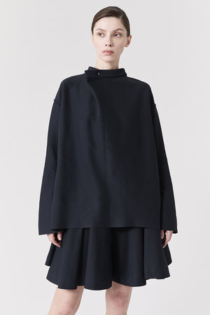 シーエフシーエル/CFCLのSOFT MILAN WRAP COLLAR FLARE SLEEVE TOP ラップカラーフレアスリーブトップ(110300/110301)