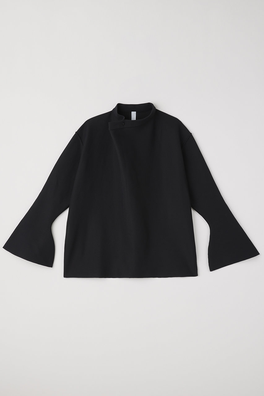シーエフシーエル/CFCLのSOFT MILAN WRAP COLLAR FLARE SLEEVE TOP ラップカラーフレアスリーブトップ(BLACK/CF012KN117JP00)