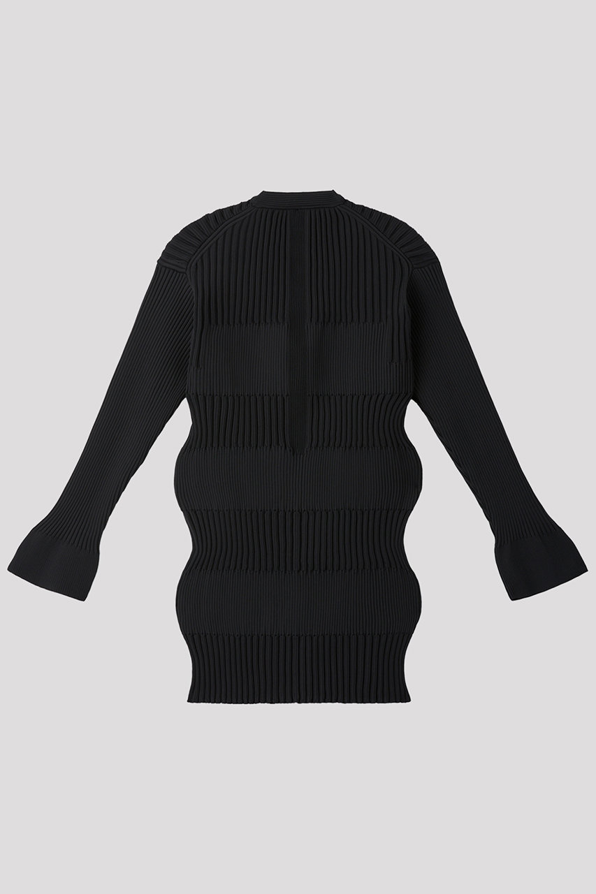 CFCL サイズ3 リブ編み黒長袖カーディガン CFCL(シーエフシーエル)｜FLUTED LONG CARDIGAN/BLACK の通販