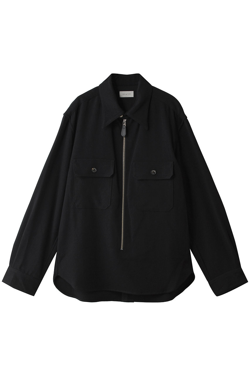 ベッドフォード/BED j.w. FORDの【MEN】Two Pockets エルボーパッチ ジップシャツ(ブラック/26AW-B-BL04)