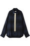 【MEN】Office Casual ネクタイ付きロングスリーブチェックシャツ ベッドフォード/BED j.w. FORD ブルー