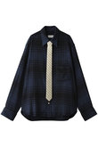 【MEN】Office Casual ネクタイ付きロングスリーブチェックシャツ