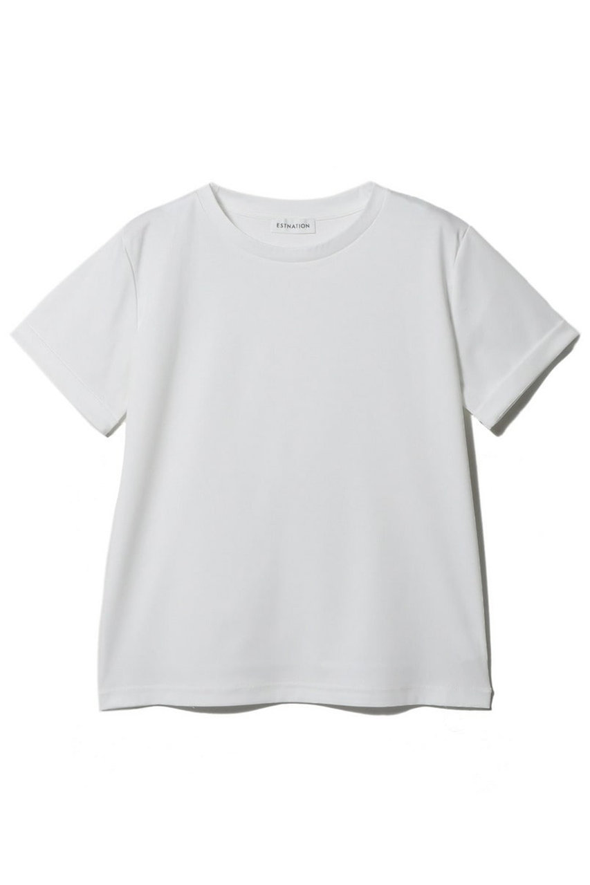 エストネーション/ESTNATIONのアルビニ コットンスムース ロールアップ Tシャツ(ホワイト/61-109-13-040343)