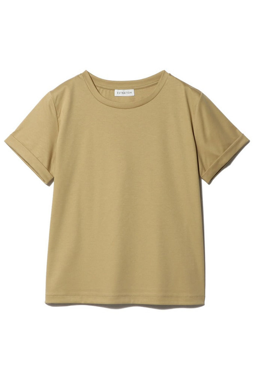 エストネーション/ESTNATIONのアルビニ コットンスムース ロールアップ Tシャツ(ベージュ/61-109-13-040343)