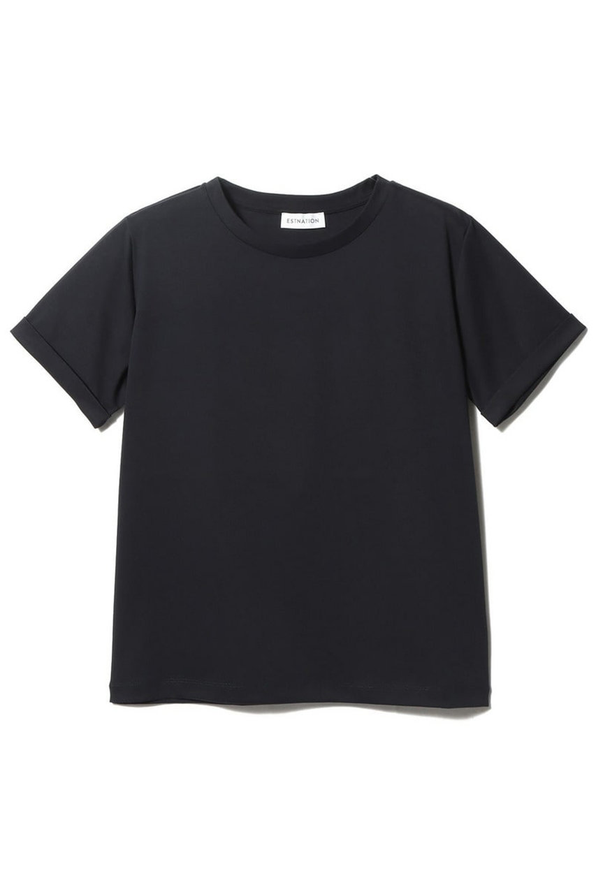 エストネーション/ESTNATIONのアルビニ コットンスムース ロールアップ Tシャツ(ネイビー/61-109-13-040343)