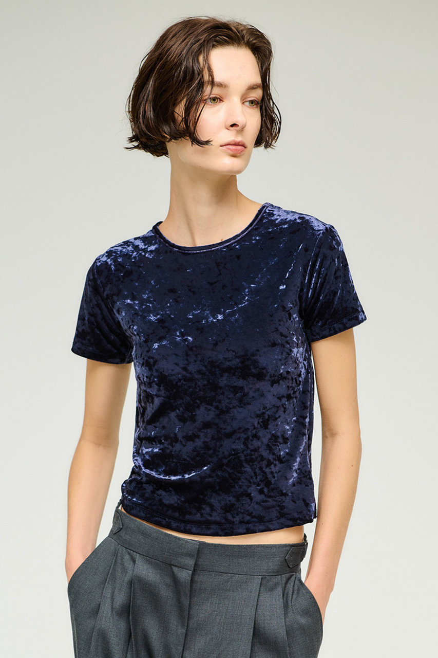 エストネーション/ESTNATIONのベロアミニTシャツ(ネイビー/62-109-13-070243)