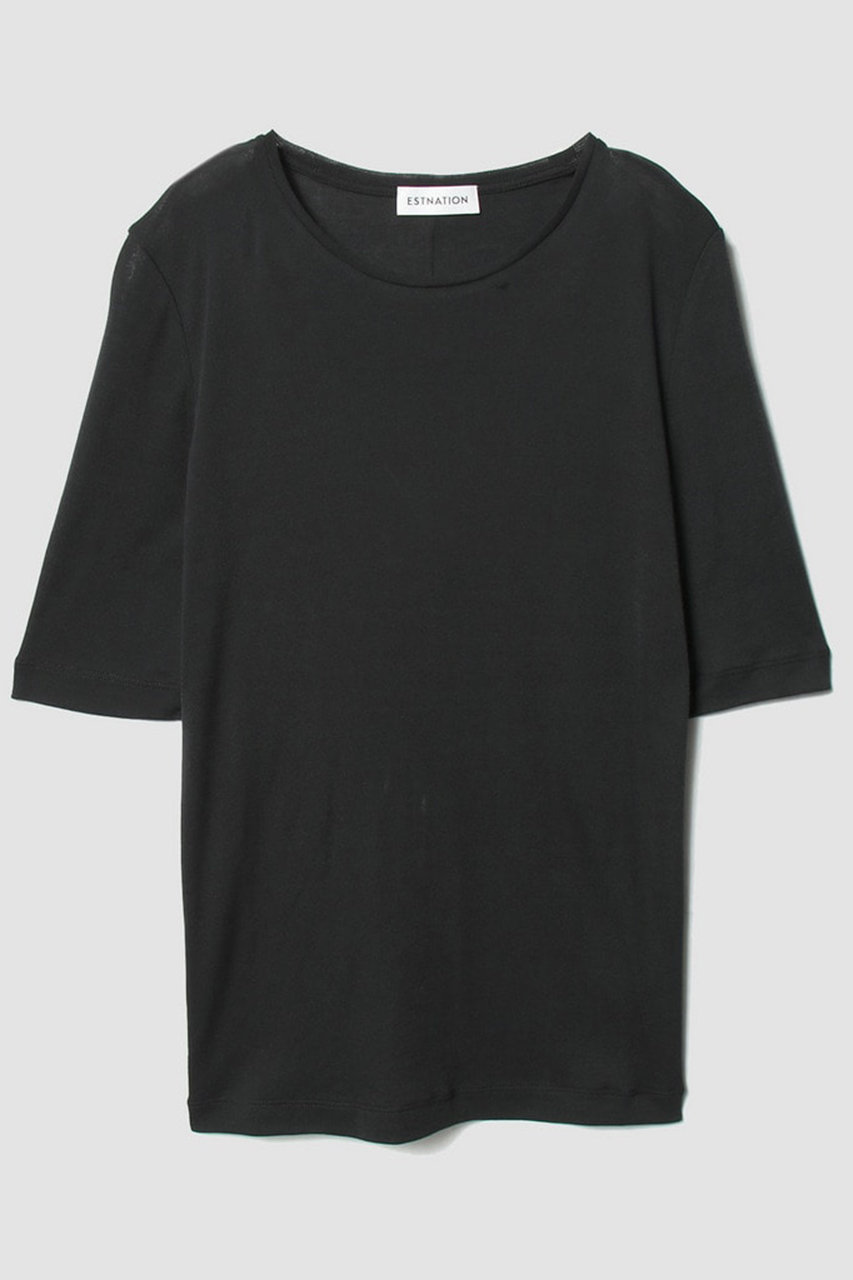 エストネーション/ESTNATIONのシアーハーフスリーブTシャツ(ブラック/62-109-13-070223)