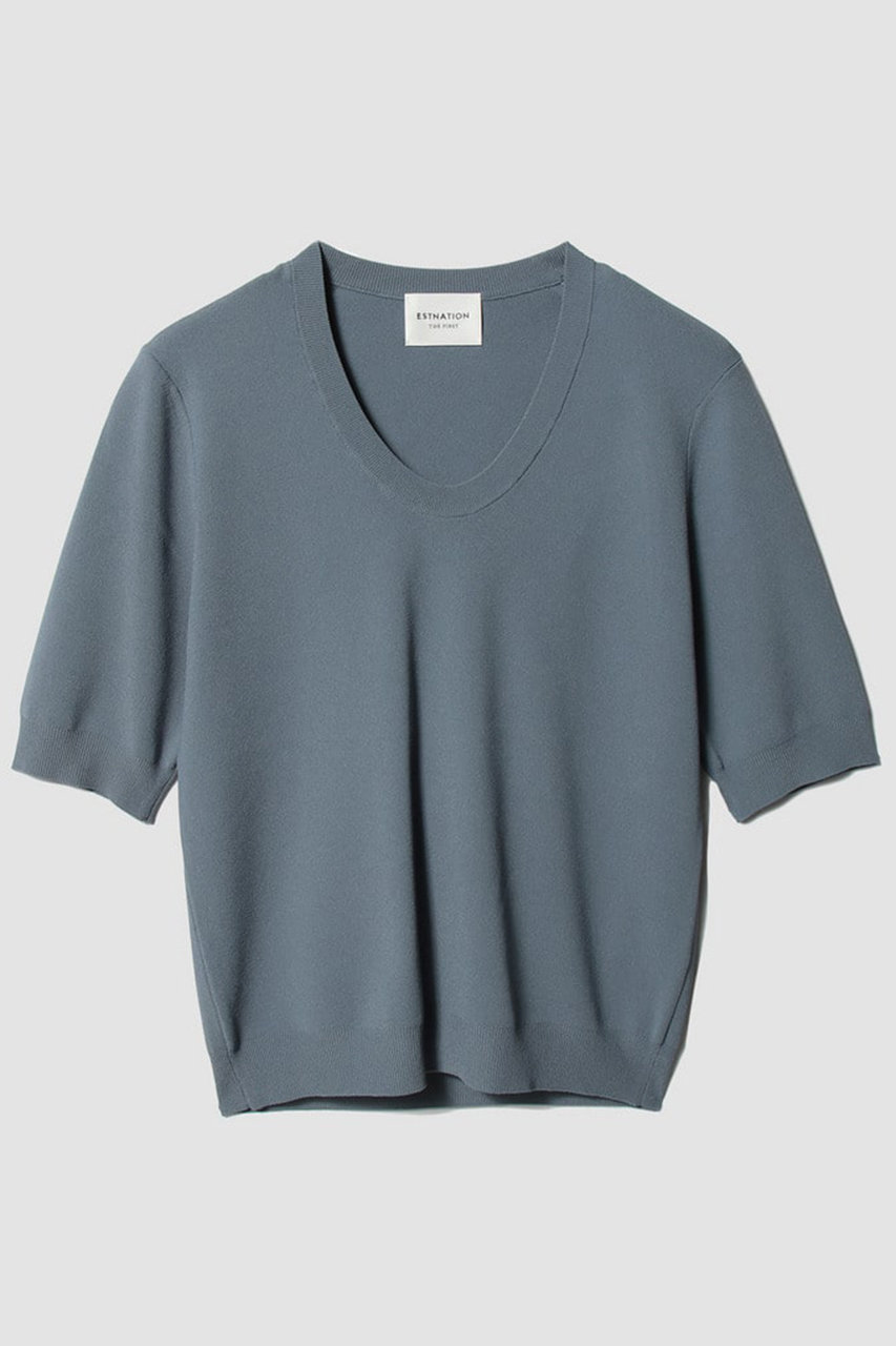 ESTNATION 【ESTNATION THE FIRST】モニカUネックプルオーバー (ブルー, F) エストネーション ELLE SHOP