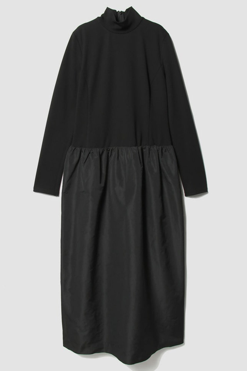 ESTNATION ポンチ×タフタコンビワンピース (ブラック, 38) エストネーション ELLE SHOP