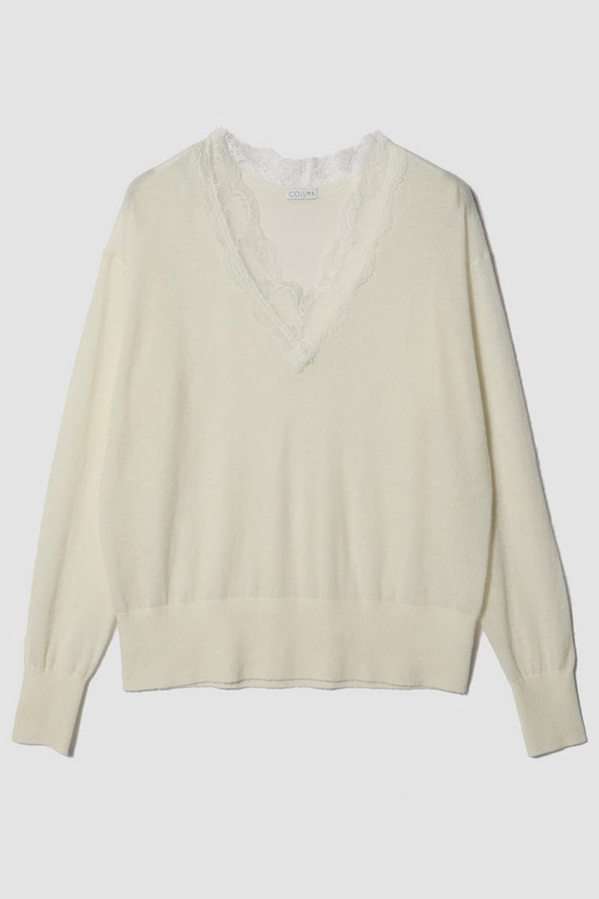 ESTNATION 【COLUMN】レースニット (ホワイト, F) エストネーション ELLE SHOP