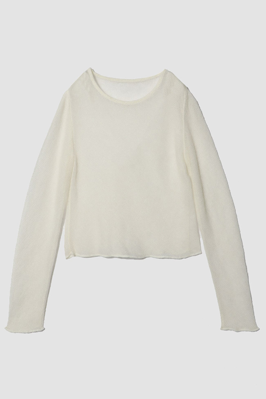ESTNATION バイアスシアーニット (オフホワイト, F) エストネーション ELLE SHOP