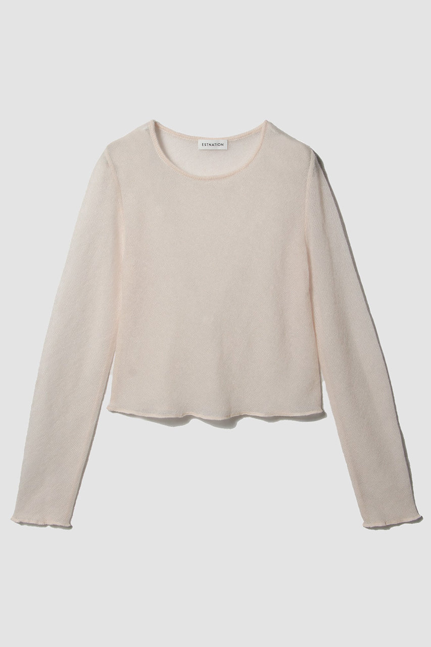ESTNATION バイアスシアーニット (ライトピンク, F) エストネーション ELLE SHOP