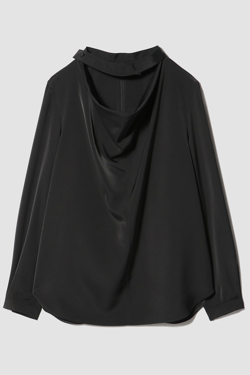 ESTNATION 【COLUMN】ネックドレープブラウス (ブラック, 38) エストネーション ELLE SHOP