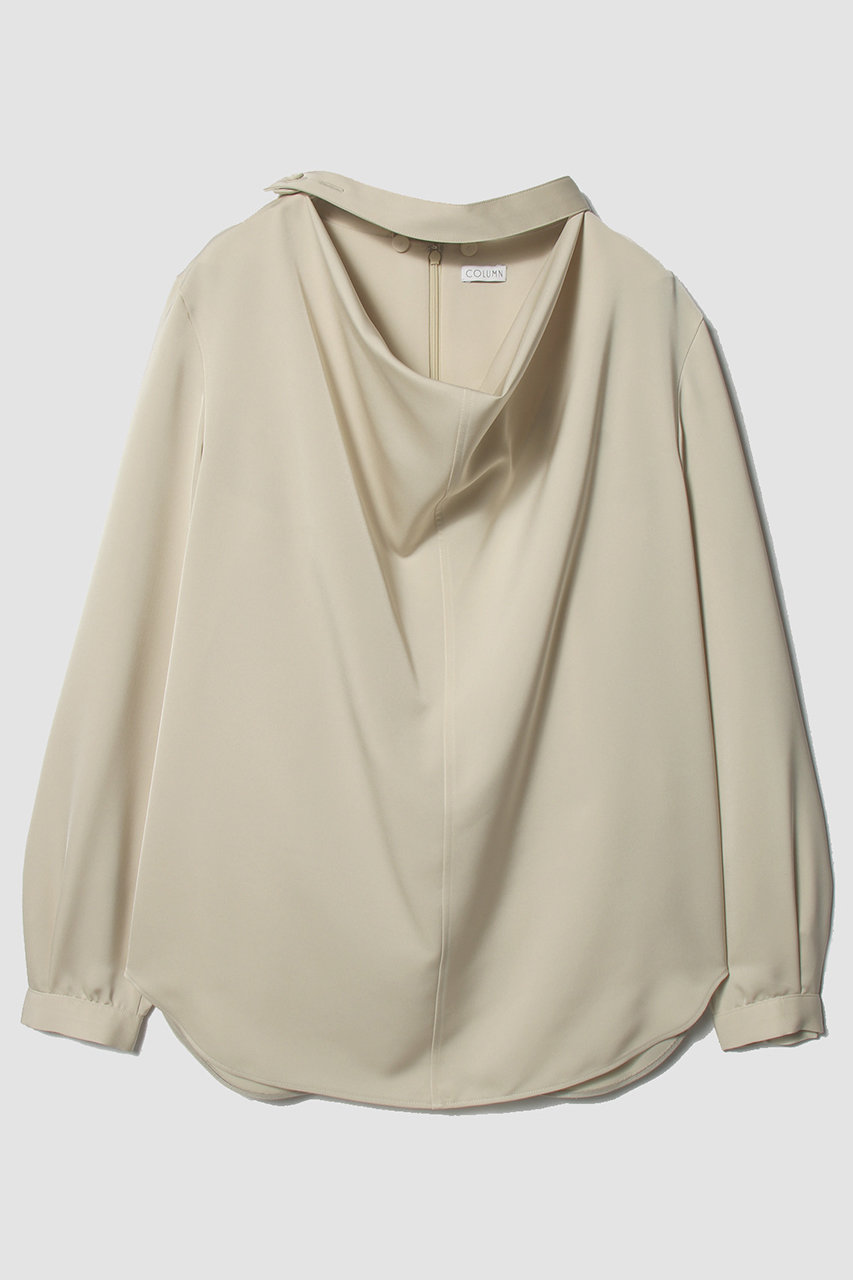 ESTNATION 【COLUMN】ネックドレープブラウス (ライトベージュ, 36) エストネーション ELLE SHOP