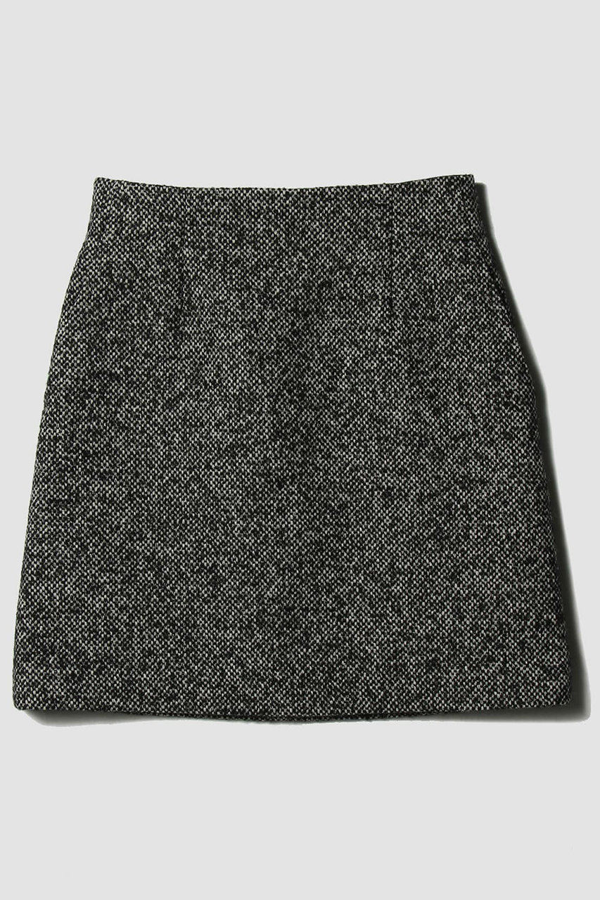 ESTNATION ウールシルクツイードミニスカート (ブラック, 38) エストネーション ELLE SHOP