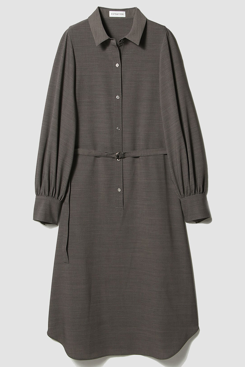 ESTNATION サイロウールシャツワンピース (ダークブラウン, 38) エストネーション ELLE SHOP