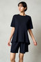 【予約販売】ストレッチスムース ショートスリーブプルオーバー/WOMEN リファ/ReFa ネイビー