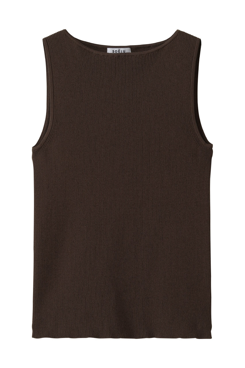ソージュ/SOEJUの美Neck ノースリーブニット  (ボートネック)(ダークブラウン/S-00-NT-092-BLK-L)