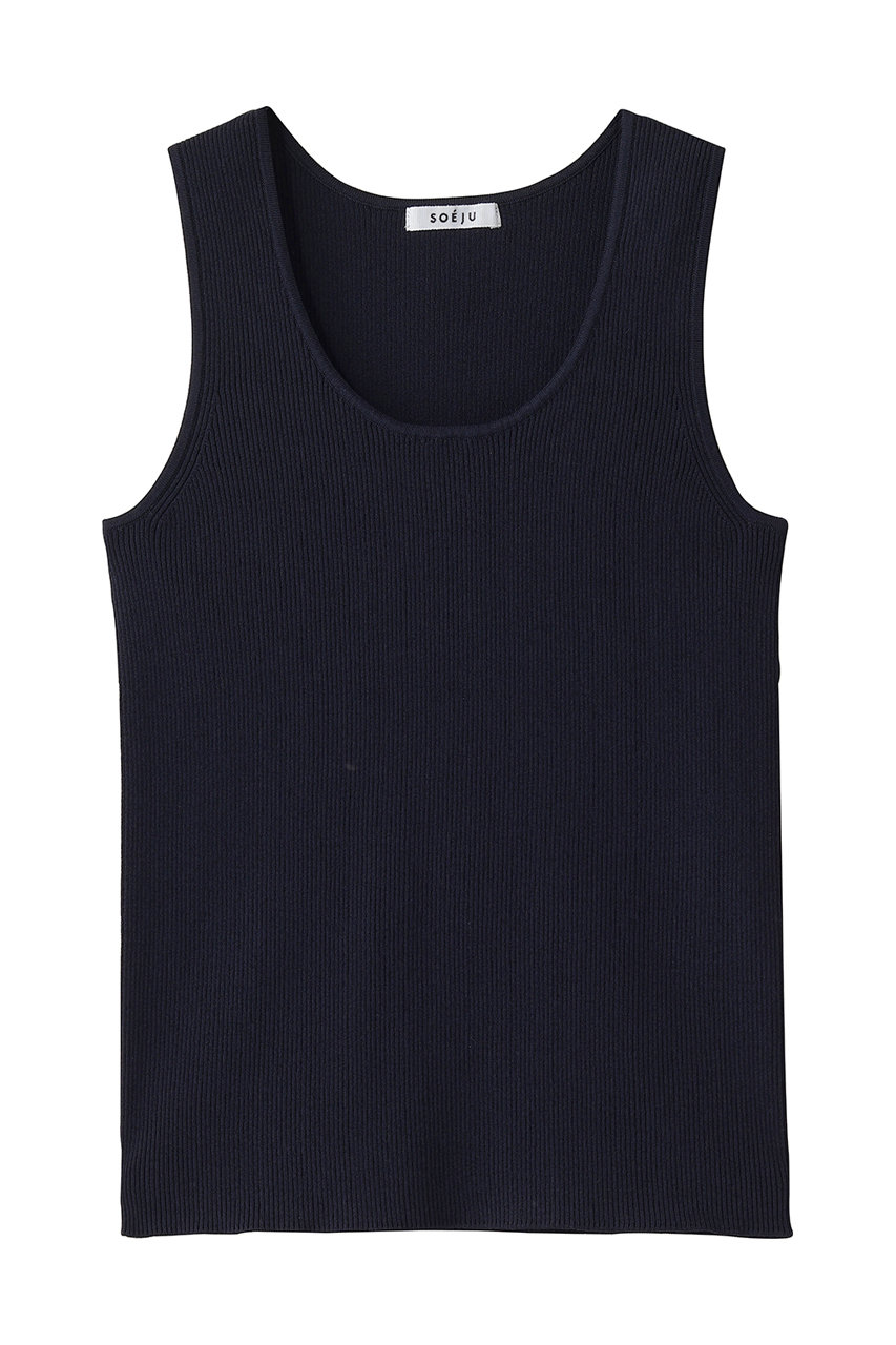 ソージュ/SOEJUの美Neck ノースリーブニット（Uネック）(ネイビー/S-00-NT-091-BLK-L)