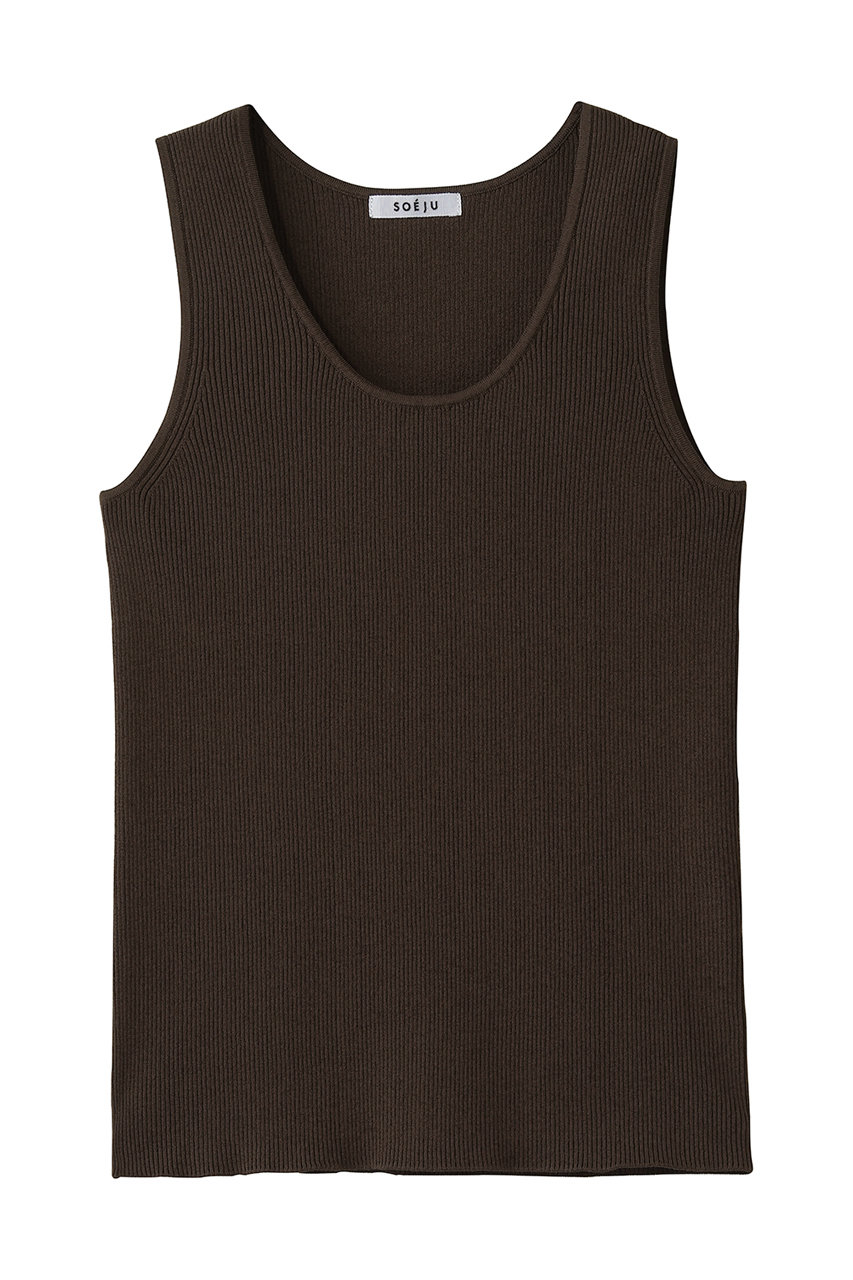 ソージュ/SOEJUの美Neck ノースリーブニット（Uネック）(ダークブラウン/S-00-NT-091-BLK-L)