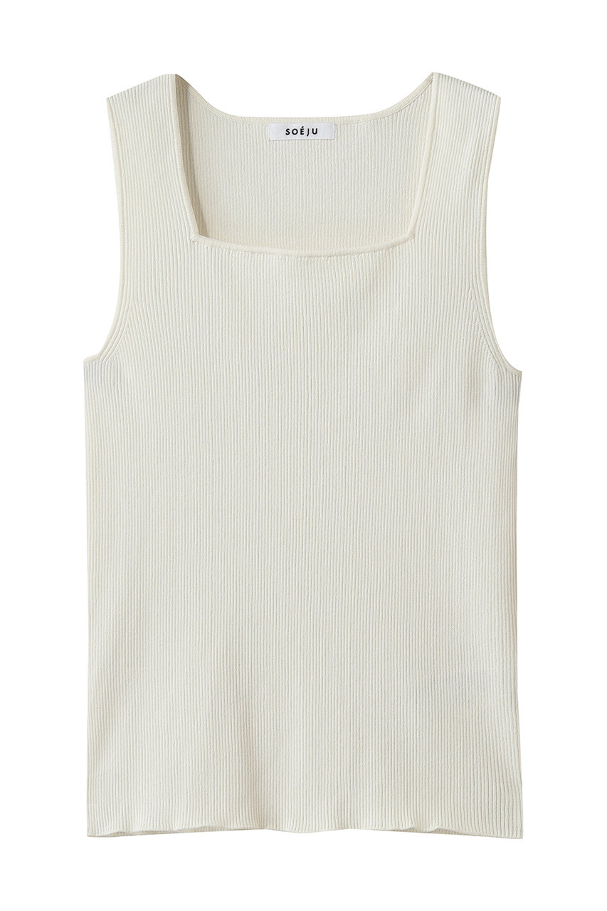 ソージュ/SOEJUの美Neck ノースリーブニット（スクエアネック）(オフホワイト/S-00-NT-093-BLK-L)