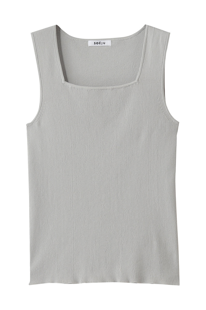 ソージュ/SOEJUの美Neck ノースリーブニット（スクエアネック）(ライトグレー/S-00-NT-093-BLK-L)