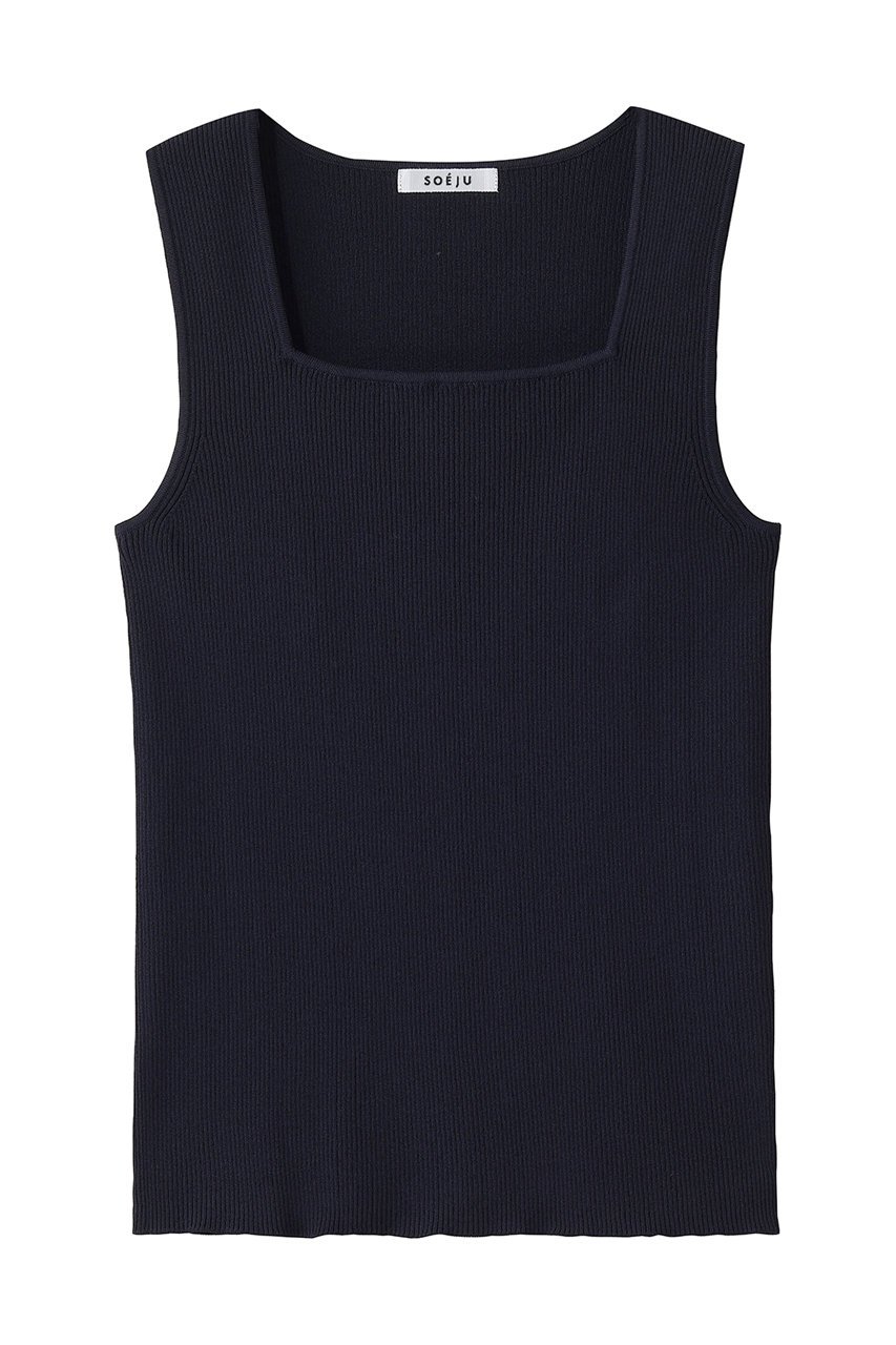 ソージュ/SOEJUの美Neck ノースリーブニット（スクエアネック）(ネイビー/S-00-NT-093-BLK-L)