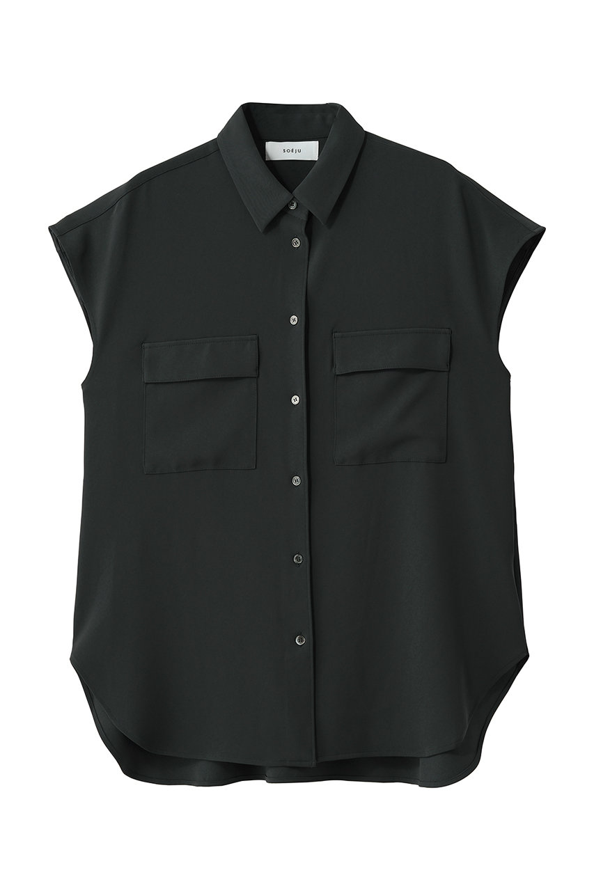 ソージュ/SOEJUのヴィンテージサテンシャツ(チャコールグレー/S-00-SB-073-BLK-L)