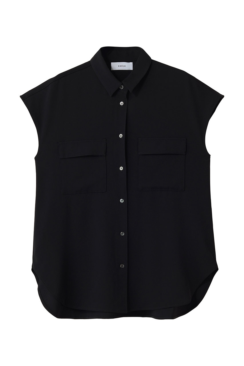 ソージュ/SOEJUのヴィンテージサテンシャツ(ブラック/S-00-SB-073-BLK-L)