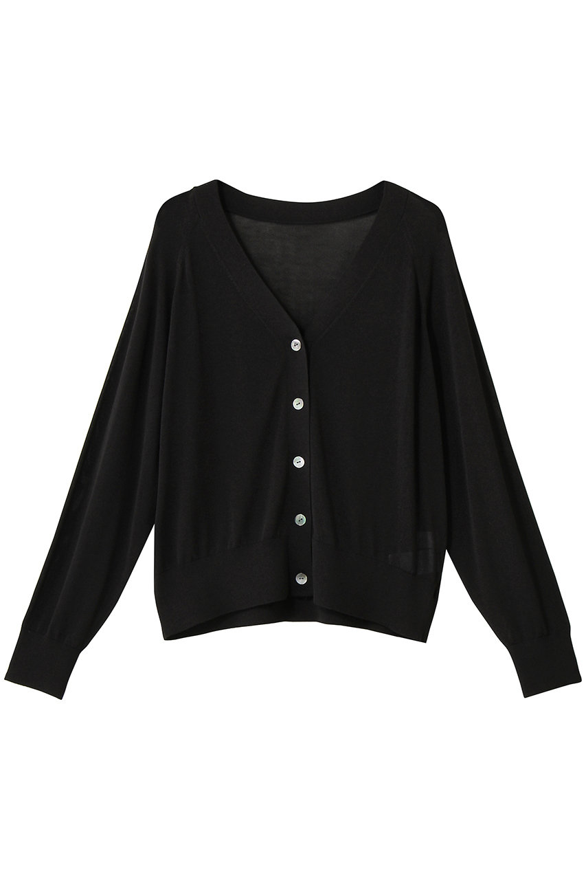 ソージュ/SOEJUのシアーVネックカーディガン(ブラック/S-00-NT-088-BLK-M)