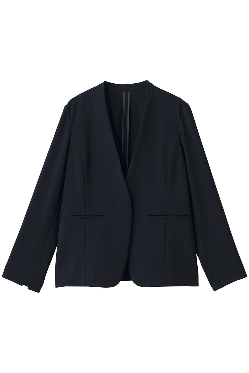 ソージュ/SOEJUのノーカラージャケット(ネイビー/S-00-JK-030-BLK-XL)