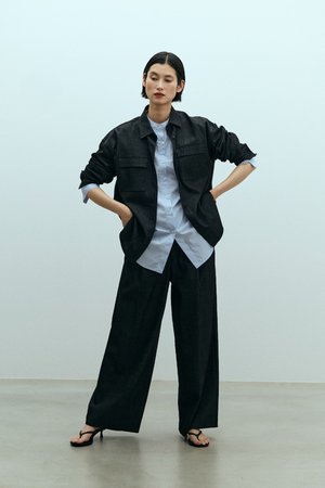 ソージュ/SOEJUのデニムライクタックワイドパンツ(110600/110604)