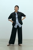 デニムライクタックワイドパンツ