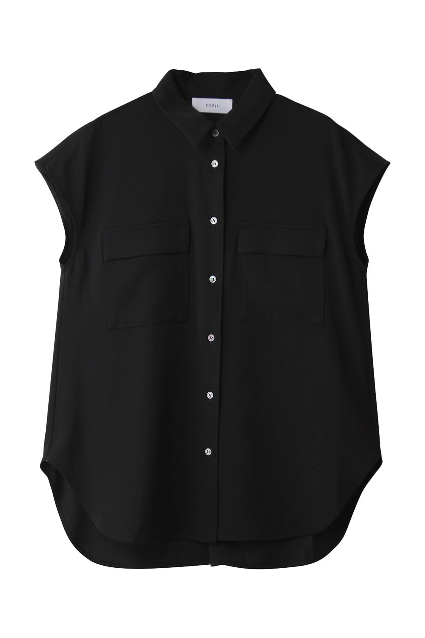 ソージュ/SOEJUのヴィンテージサテンシャツ(ブラック/S-00-SB-073-BLK-M)