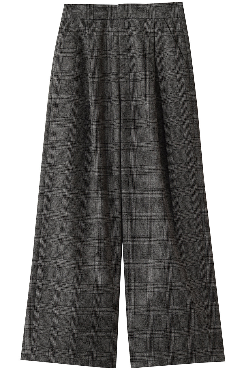 ソージュ/SOEJUのグレンチェックタックワイドパンツ(グレー/S-00-PT-044-GRY-XL)