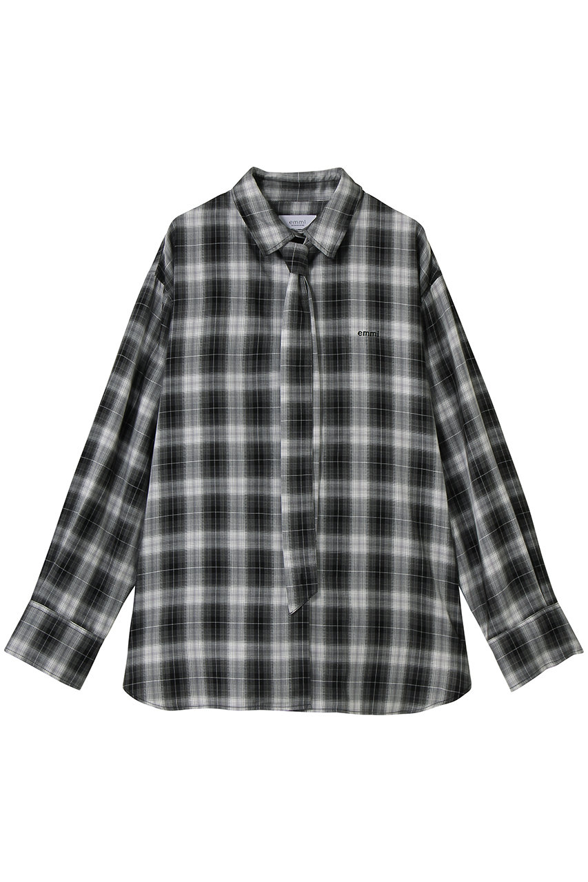 emmi マルチwayオーバーサイズチェックシャツ (ブラック, 99) エミ ELLE SHOP