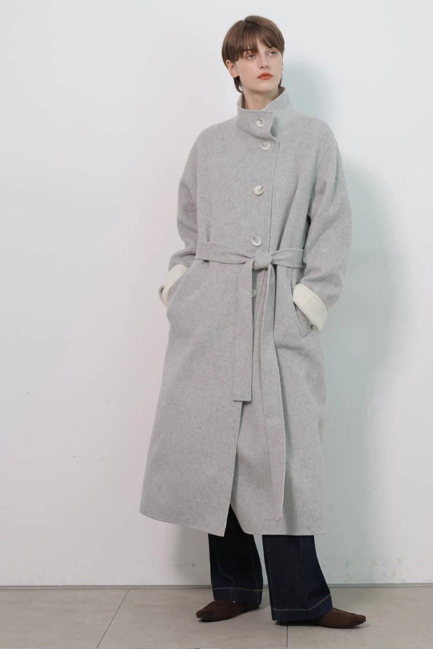 CADUNE スタンドバイカラーコート (グレー, 36) カデュネ ELLE SHOP