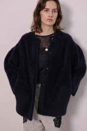 カデュネ/CADUNEのカシミヤブレンドファー加工カーディガン(110300/110303)