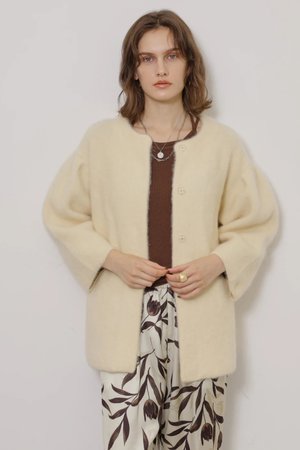 カデュネ/CADUNEのカシミヤブレンドファー加工カーディガン(110300/110303)
