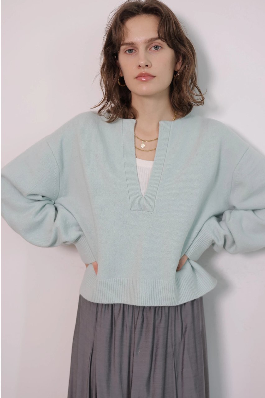 CADUNE Bellaキーネックニット (ミント, 38) カデュネ ELLE SHOP