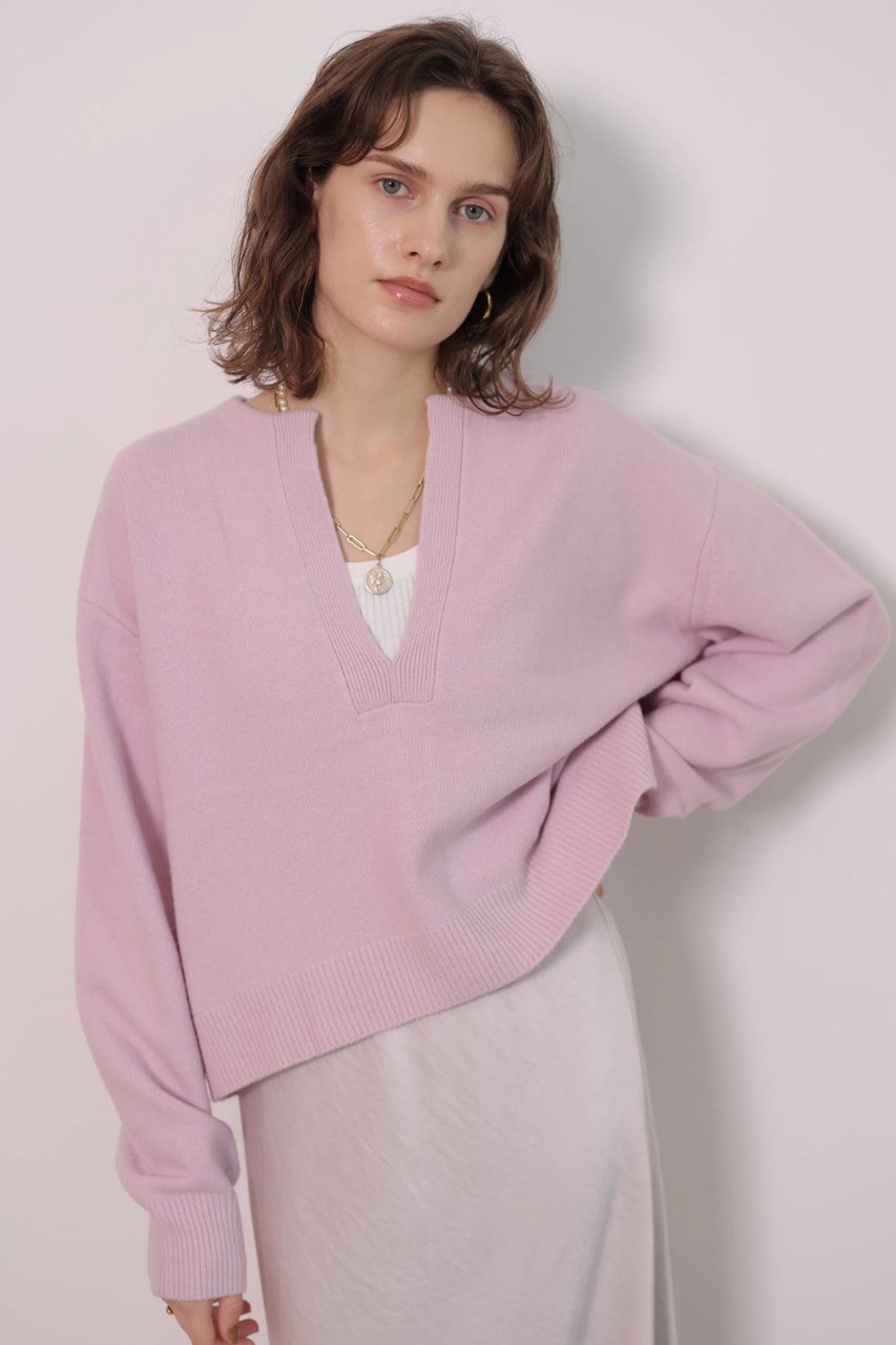 CADUNE Bellaキーネックニット (ピンク, 38) カデュネ ELLE SHOP