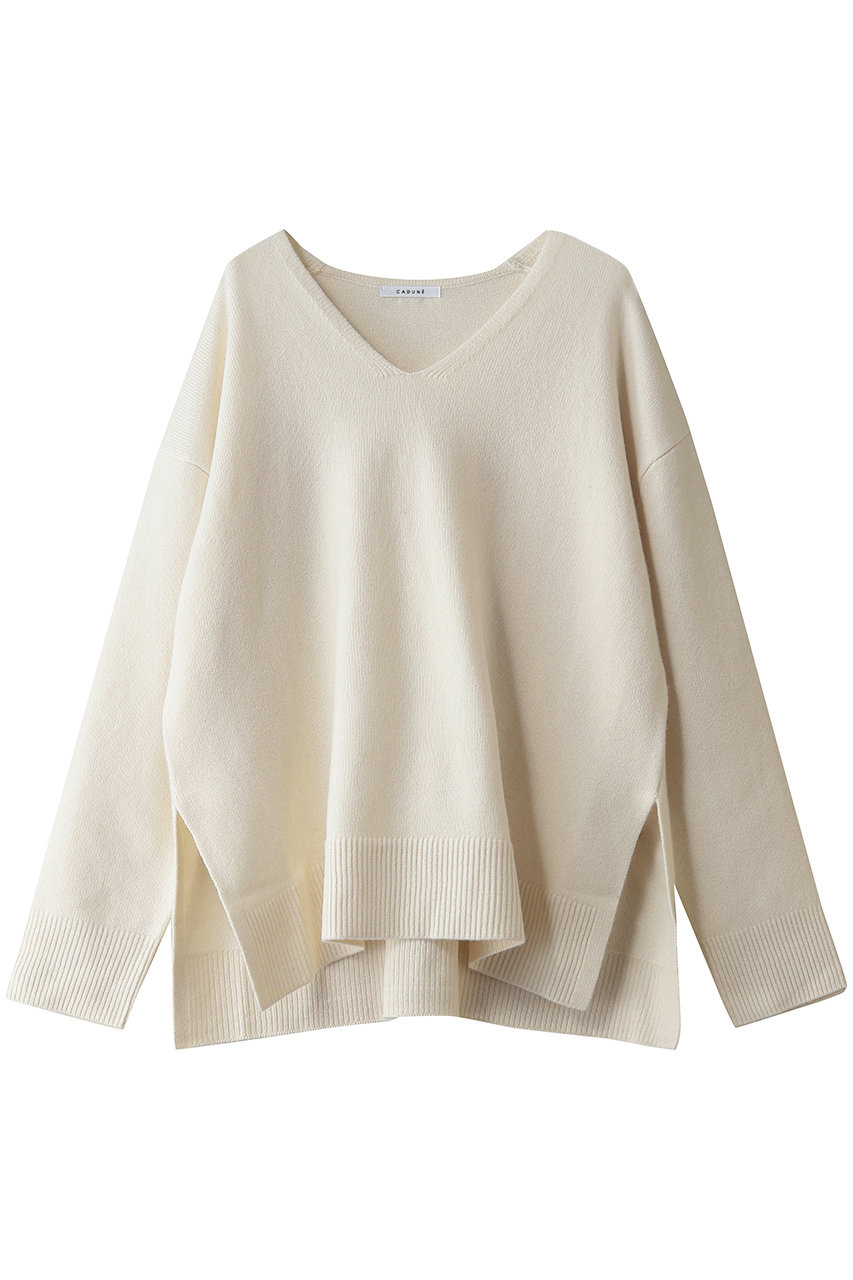 CADUNE Bella深Vニット (ホワイト, 38) カデュネ ELLE SHOP