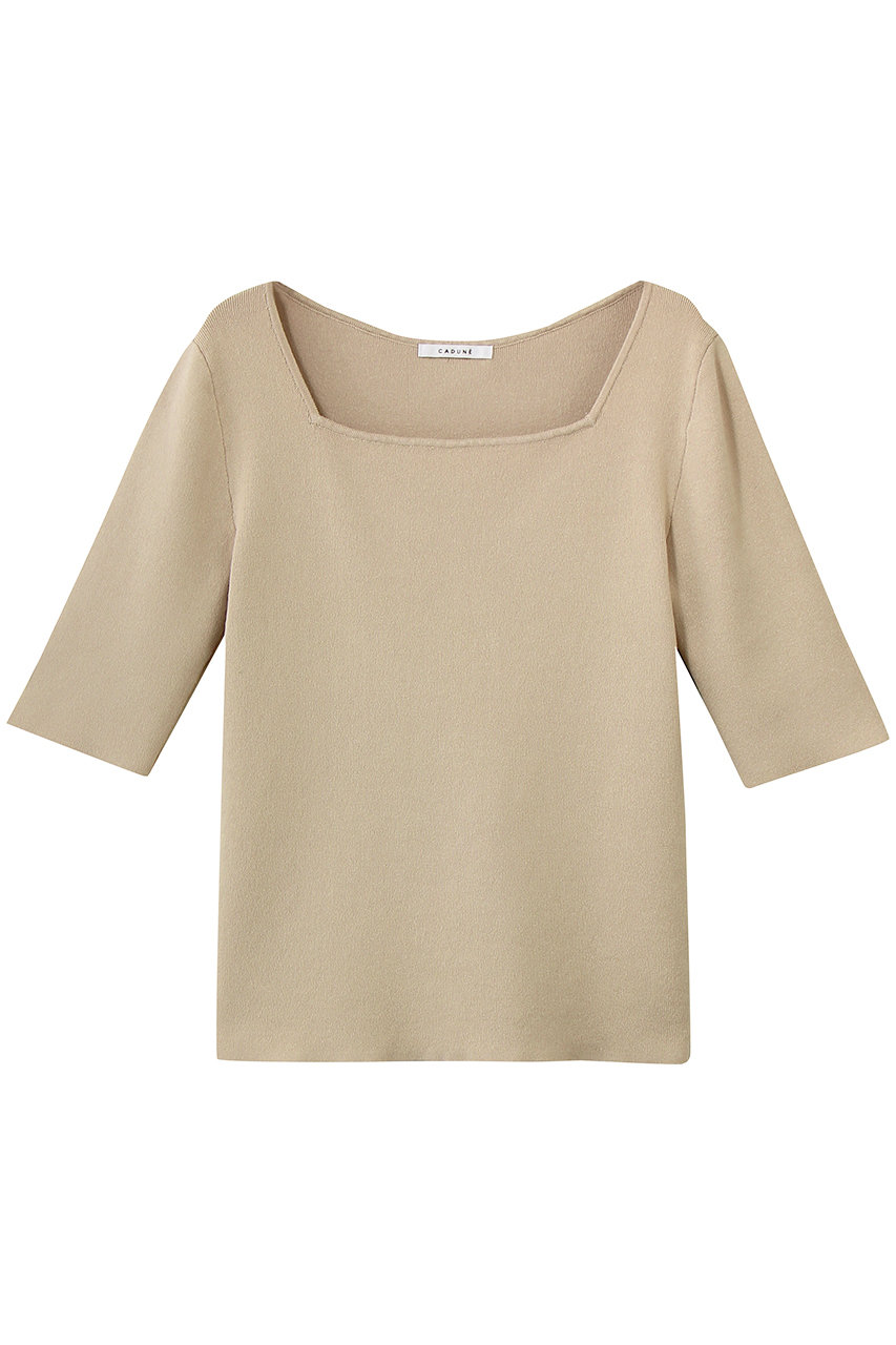 CADUNE スクエア5分袖ニット (ベージュ, 38) カデュネ ELLE SHOP