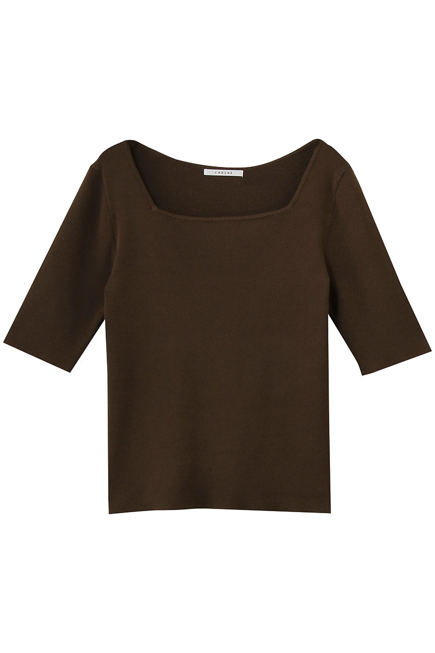 CADUNE スクエア5分袖ニット (ブラウン, 38) カデュネ ELLE SHOP