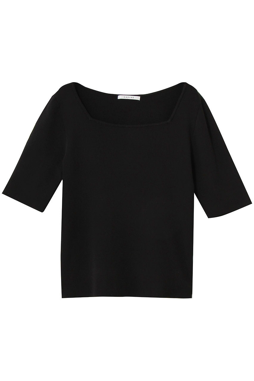 CADUNE スクエア5分袖ニット (ブラック, 38) カデュネ ELLE SHOP